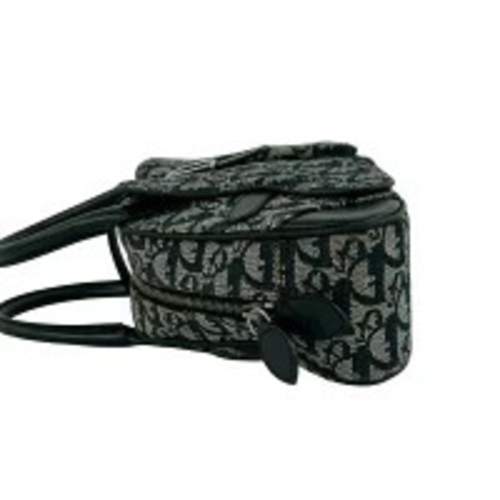 Christian Dior Double Saddle Bag Trotter Canvas Leather Handbag Black - Picture 5 of 10